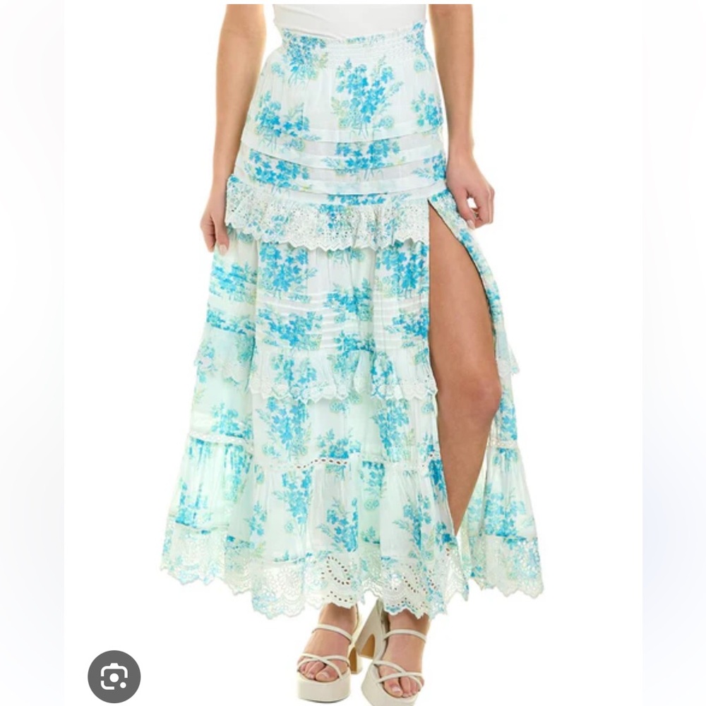 Love Shack Fancy Ariah Skirt in Magic Turquoise